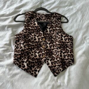 Leopard Print Button-Up Vest